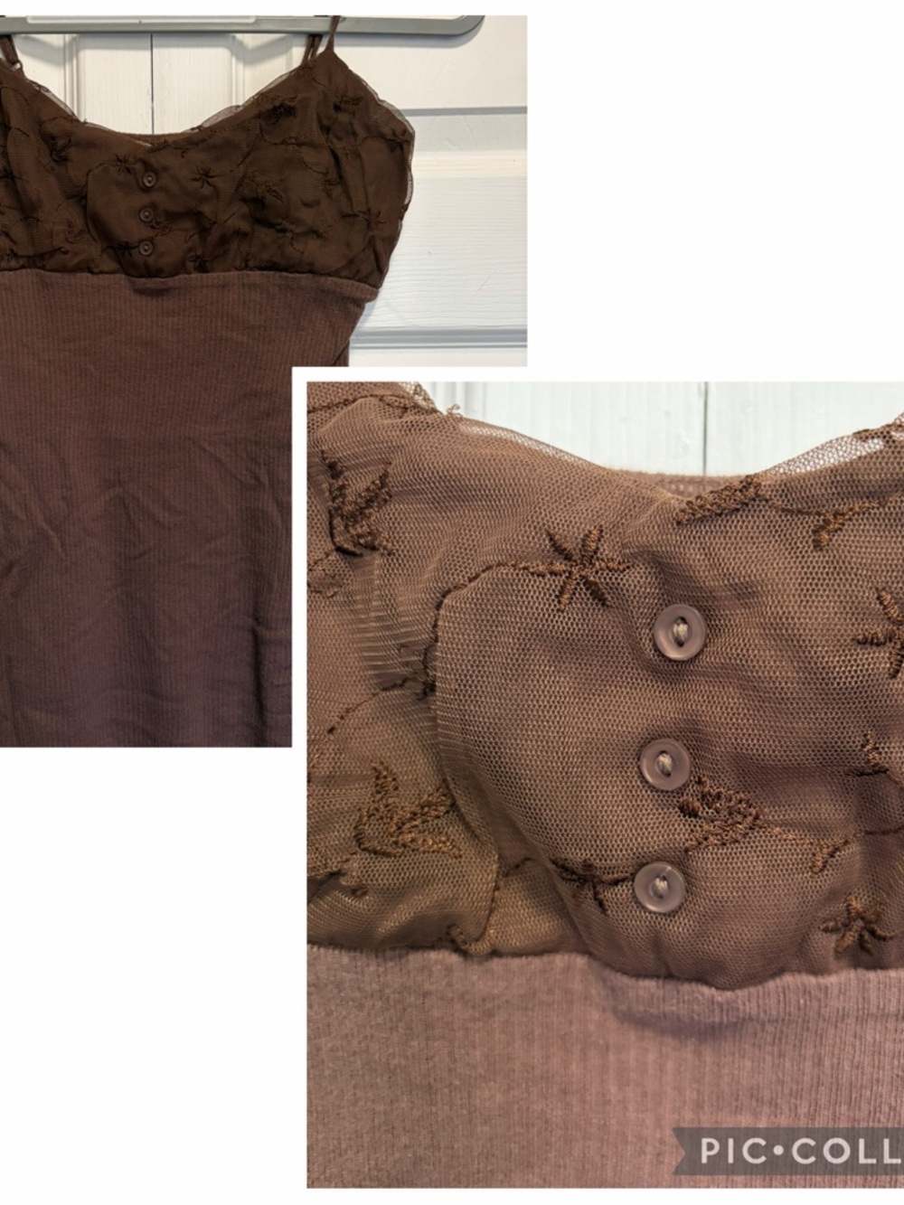 Y2K Maurices Brown Ribbed lace top Cami M